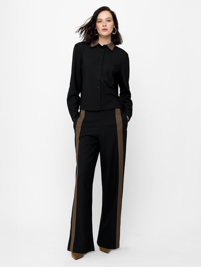 Veda Black Contrast Collar Shirt