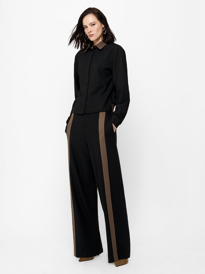 Veda Black Contrast Collar Shirt