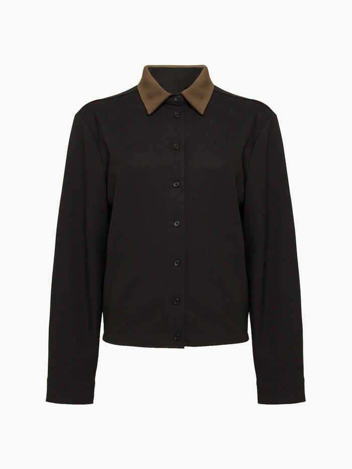 Veda Black Contrast Collar Shirt