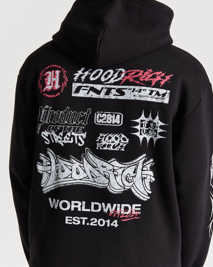 Vertigo Oversized Hoodie - Black/Grey/Pink