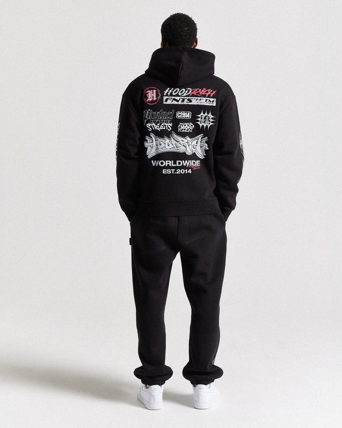 Vertigo Oversized Joggers - Black/Grey/Pink