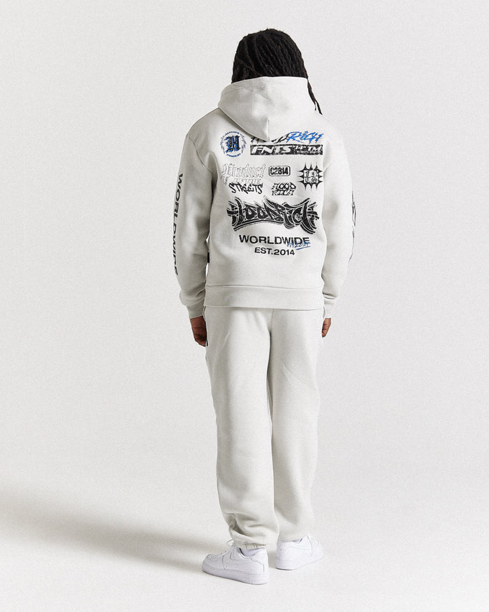 Vertigo Oversized Joggers - Off White/Black/Blue