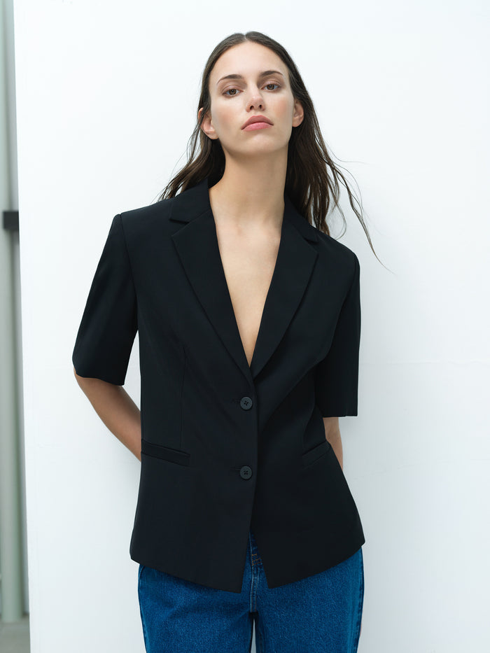 Vinnie Black Tailored Short Sleeve Blazer