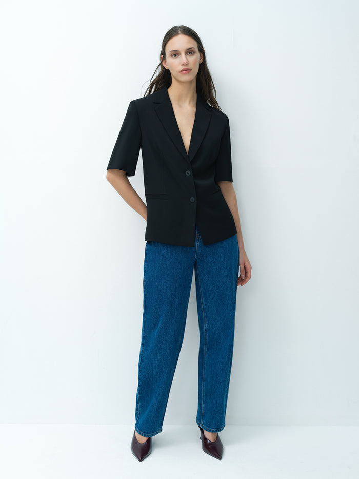 Vinnie Black Tailored Short Sleeve Blazer