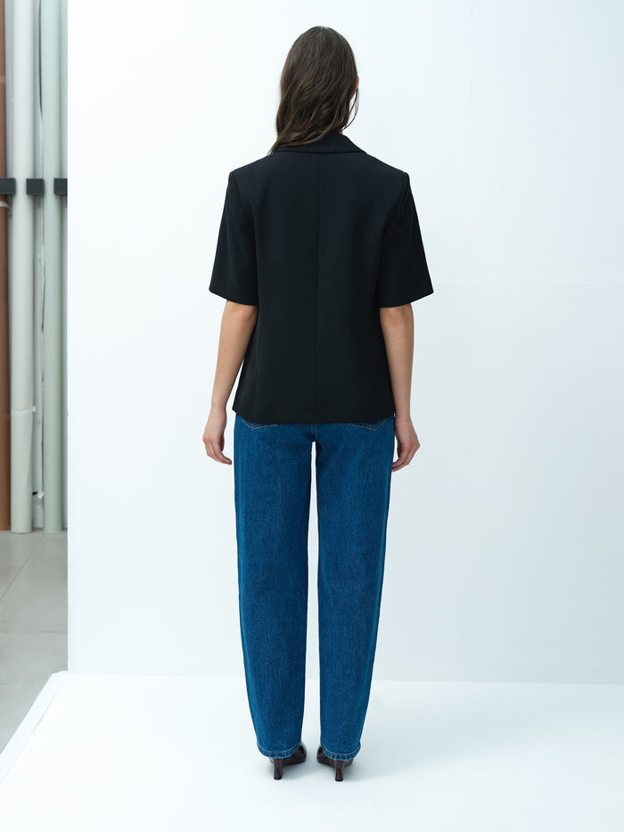 Vinnie Black Tailored Short Sleeve Blazer