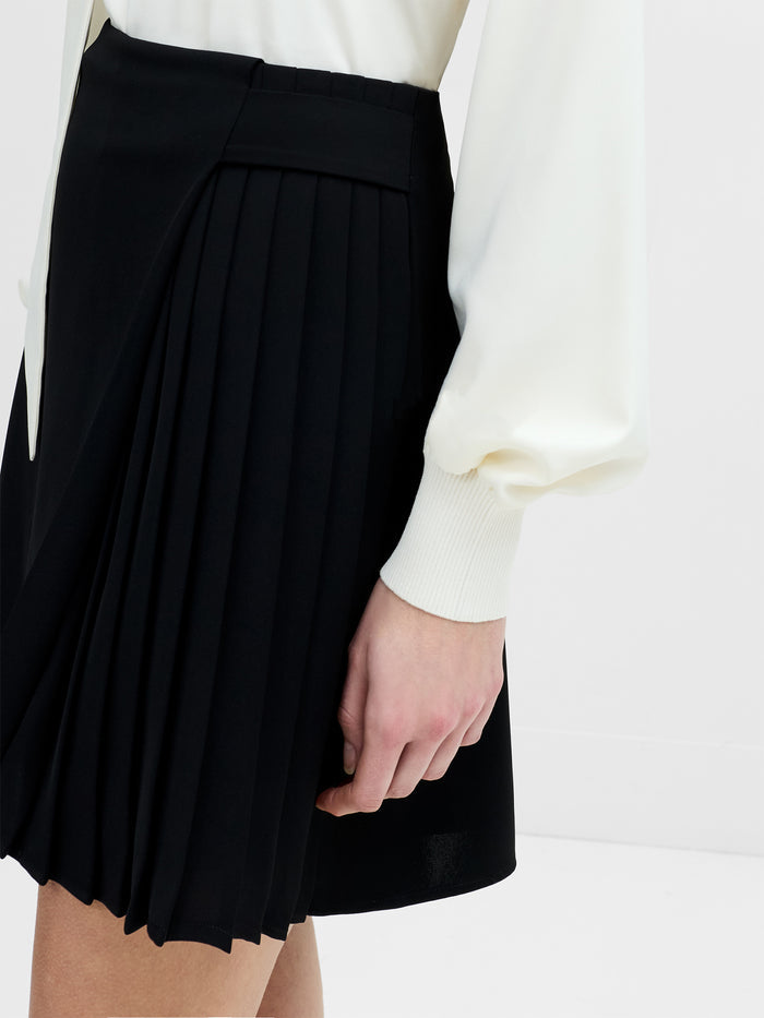 Vinnie Tailored Black Pleated Mini Skirt