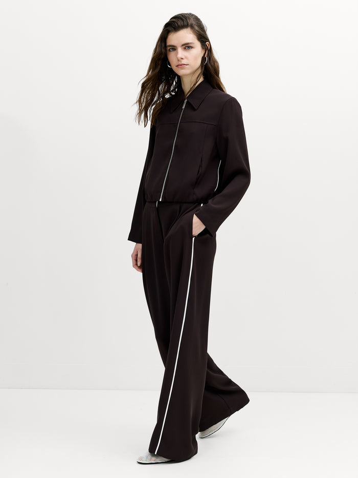 Vinnie Tailored Brown Zip Through Blouson Jacket