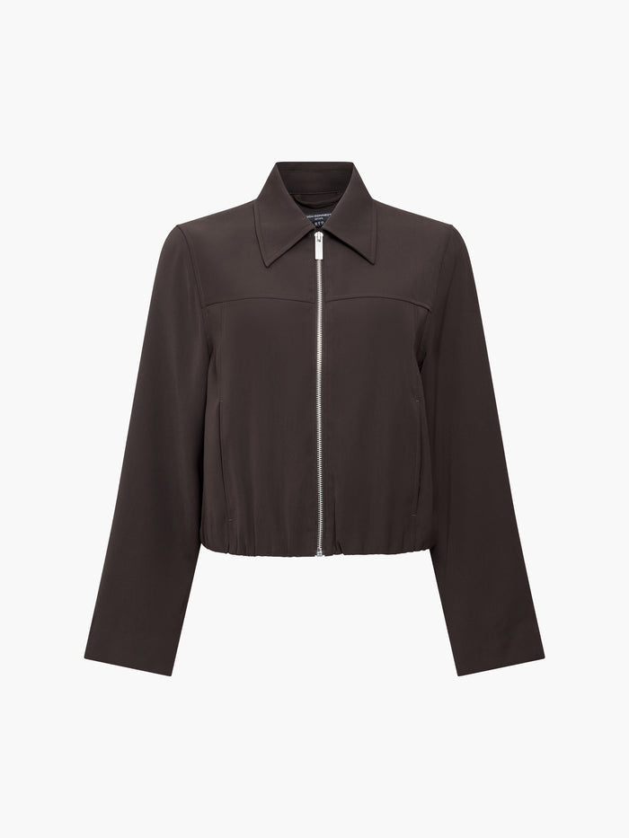 Vinnie Tailored Brown Zip Through Blouson Jacket