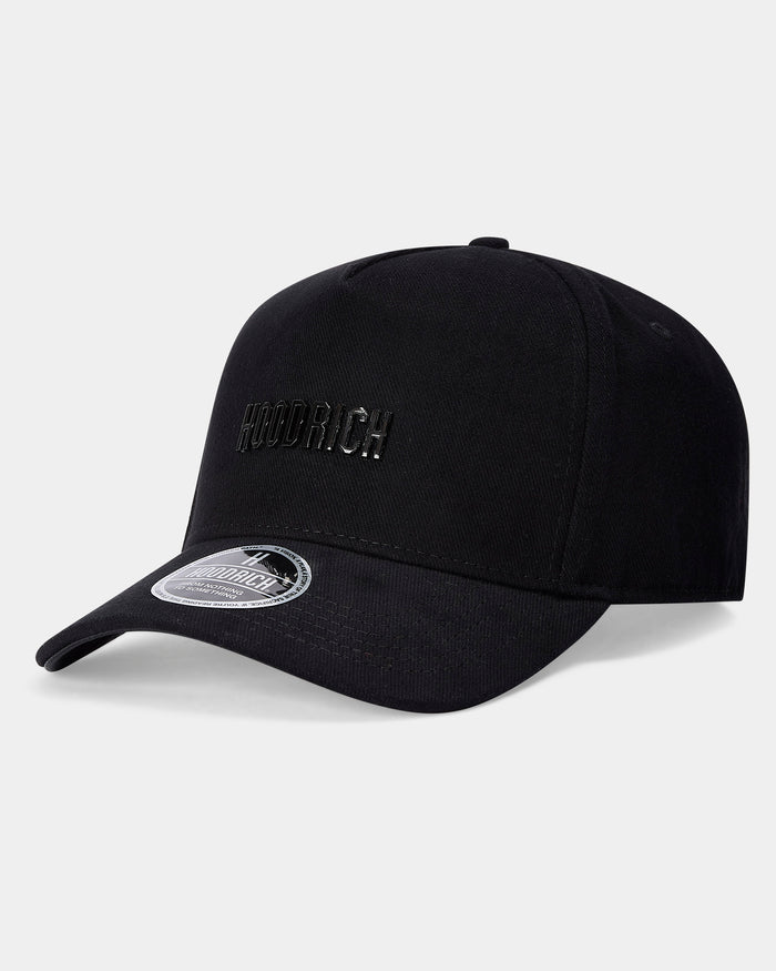 Black cap with 'Woodrich' branding on a light gray background