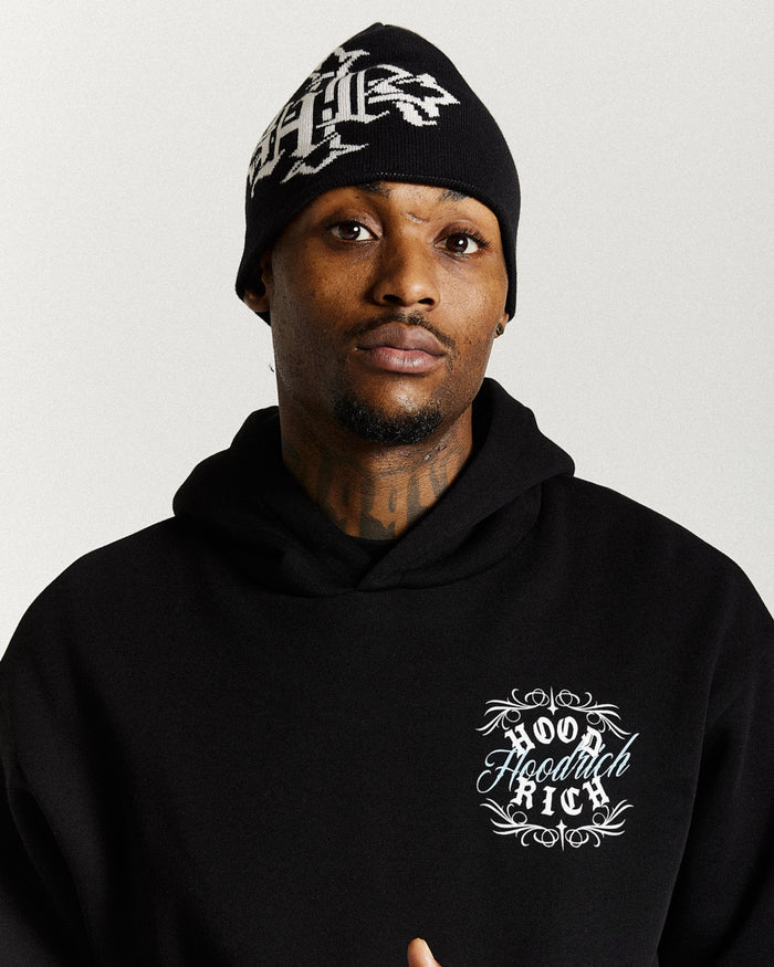 Virtux Skull Knit Beanie - Black/Grey