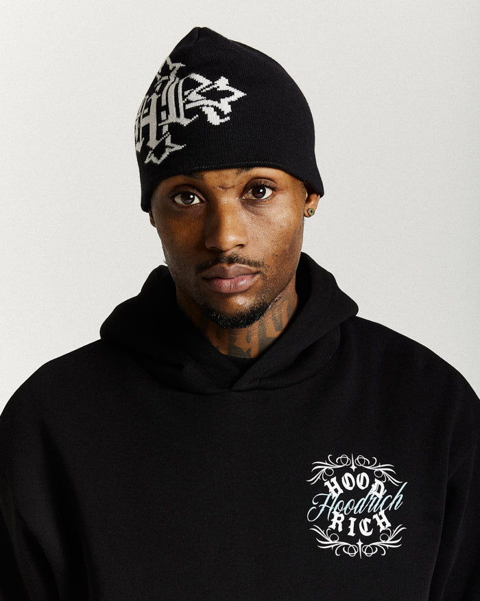 Virtux Skull Knit Beanie - Black/Grey