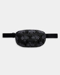 Black waist bag with pattern on a white background