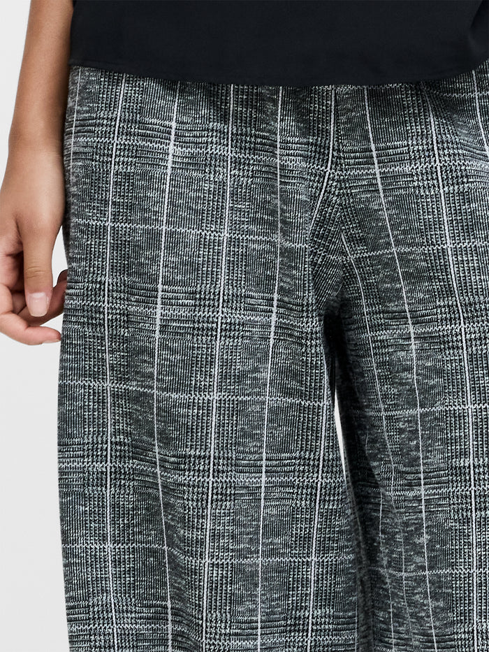 Wesley Grey Check Jersey Wide Leg Trousers
