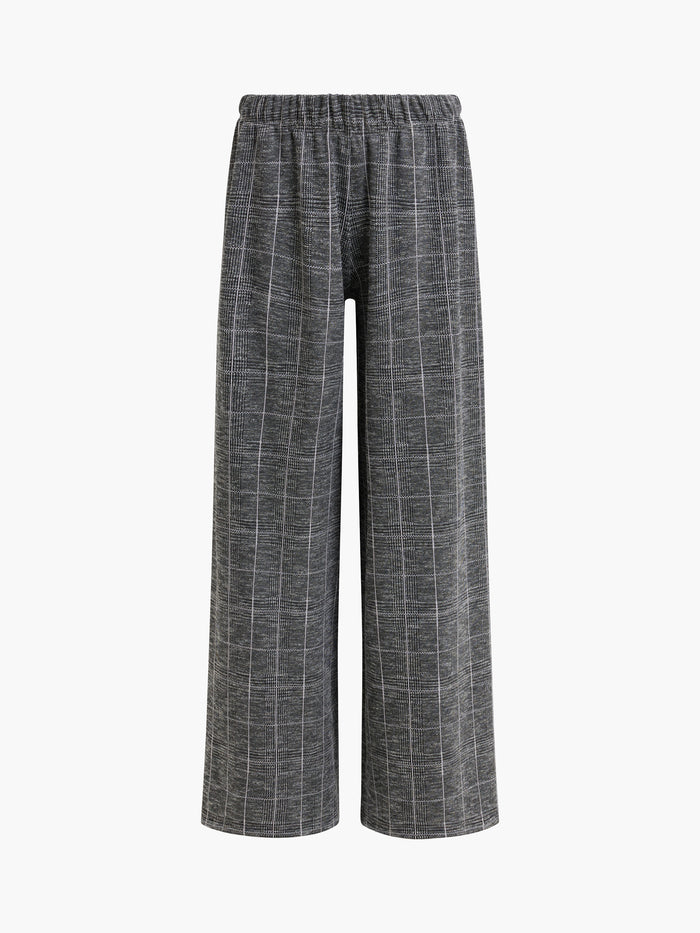 Wesley Grey Check Jersey Wide Leg Trousers