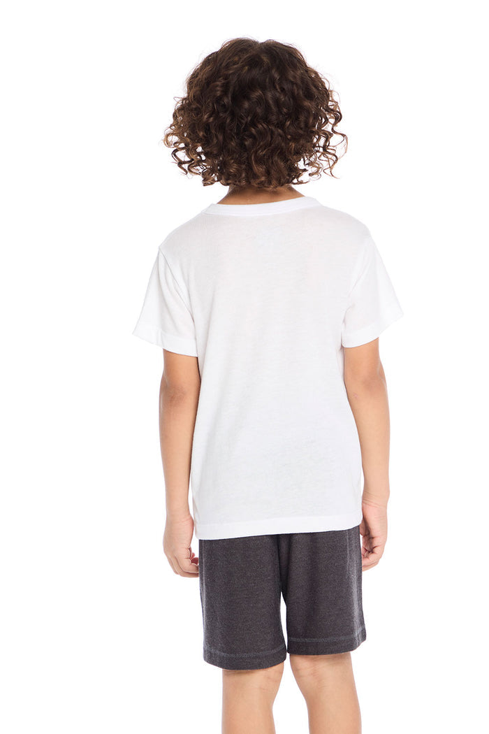 Back view of Chaser Kids West Coast Cruisin Tee highlighting the clean white back and relaxed vintage fit