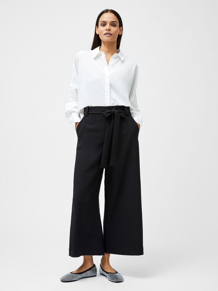 Whisper High Waisted Black Belted Culotte Trousers