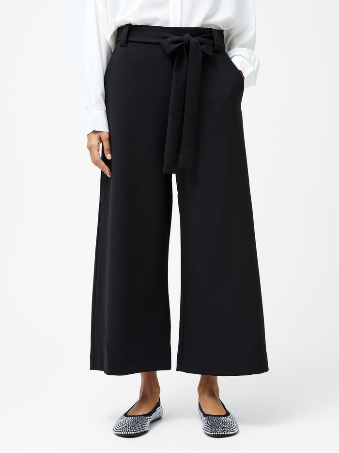 Whisper High Waisted Black Belted Culotte Trousers