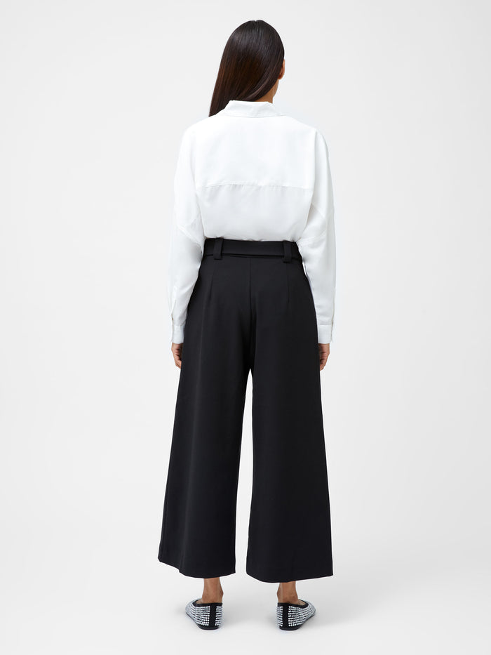 Whisper High Waisted Black Belted Culotte Trousers
