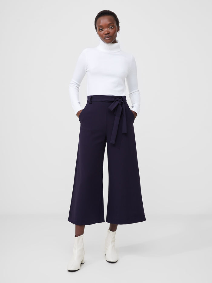 Whisper High Waisted Navy Belted Culotte Trousers
