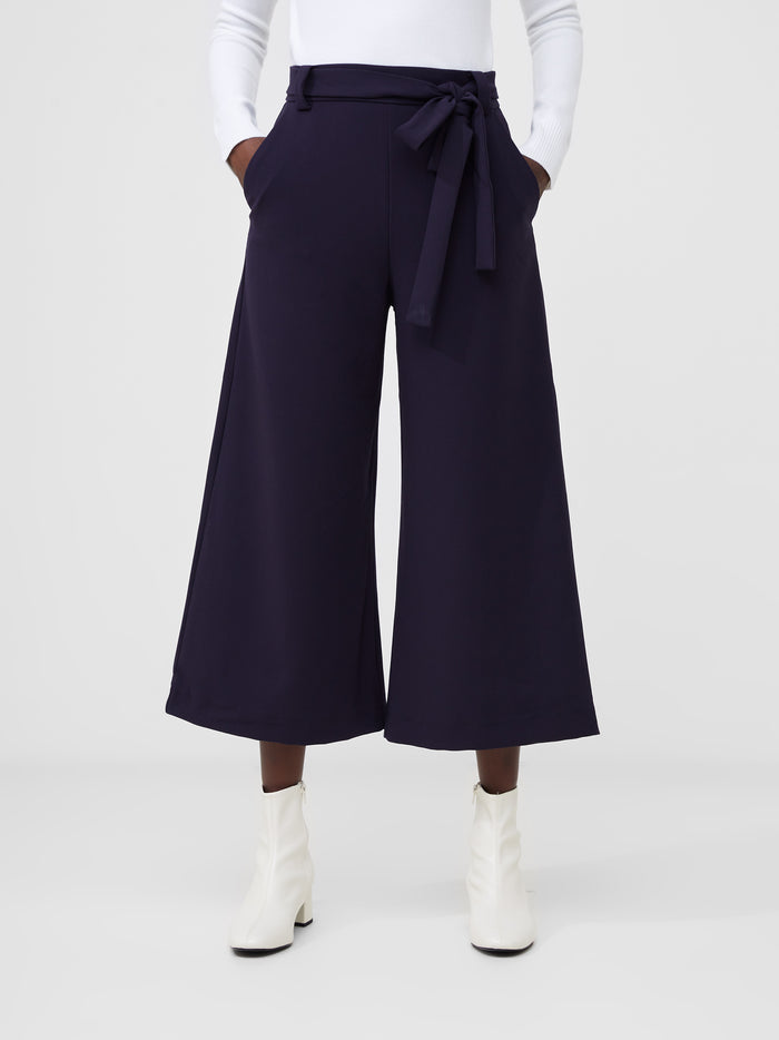 Whisper High Waisted Navy Belted Culotte Trousers