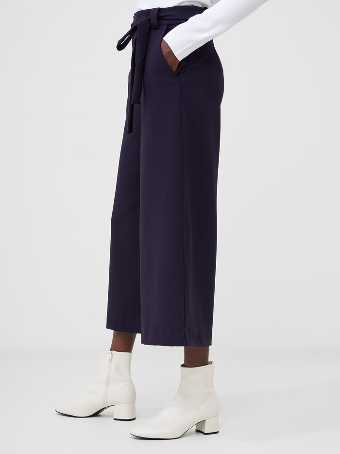 Whisper High Waisted Navy Belted Culotte Trousers