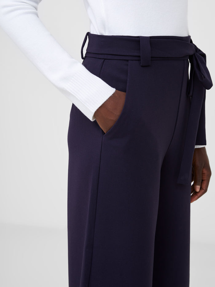 Whisper High Waisted Navy Belted Culotte Trousers