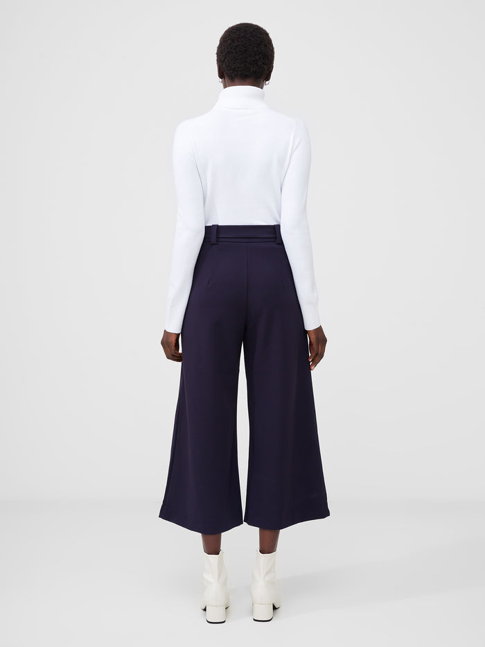 Whisper High Waisted Navy Belted Culotte Trousers