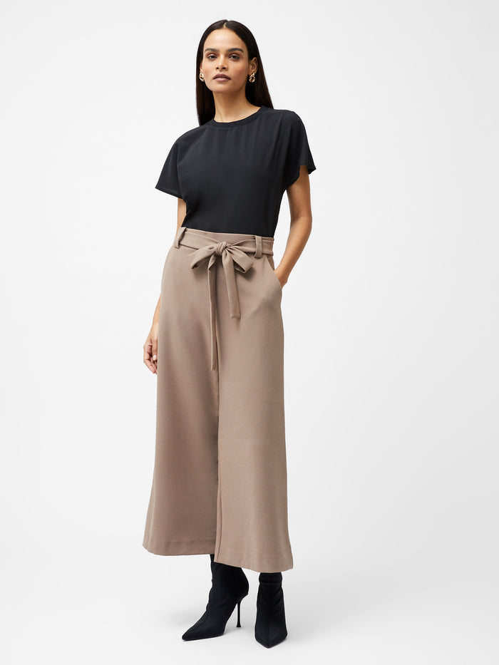 Whisper High Waisted Taupe Belted Culotte Trousers