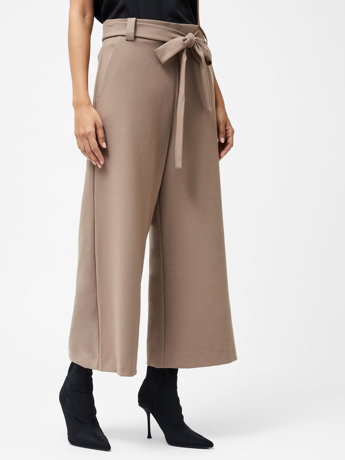 Whisper High Waisted Taupe Belted Culotte Trousers