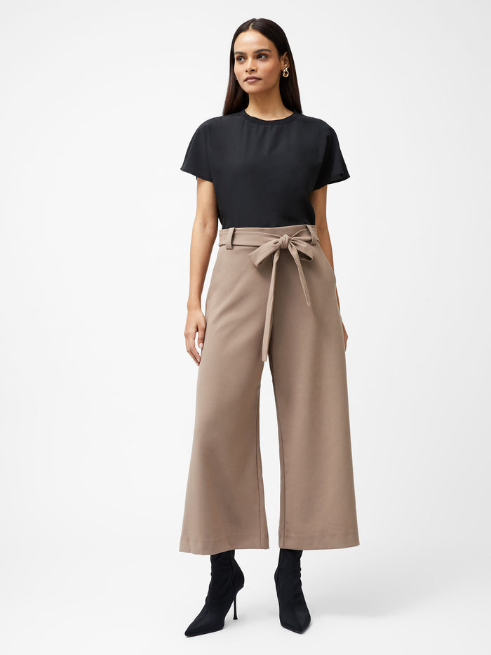 Whisper High Waisted Taupe Belted Culotte Trousers