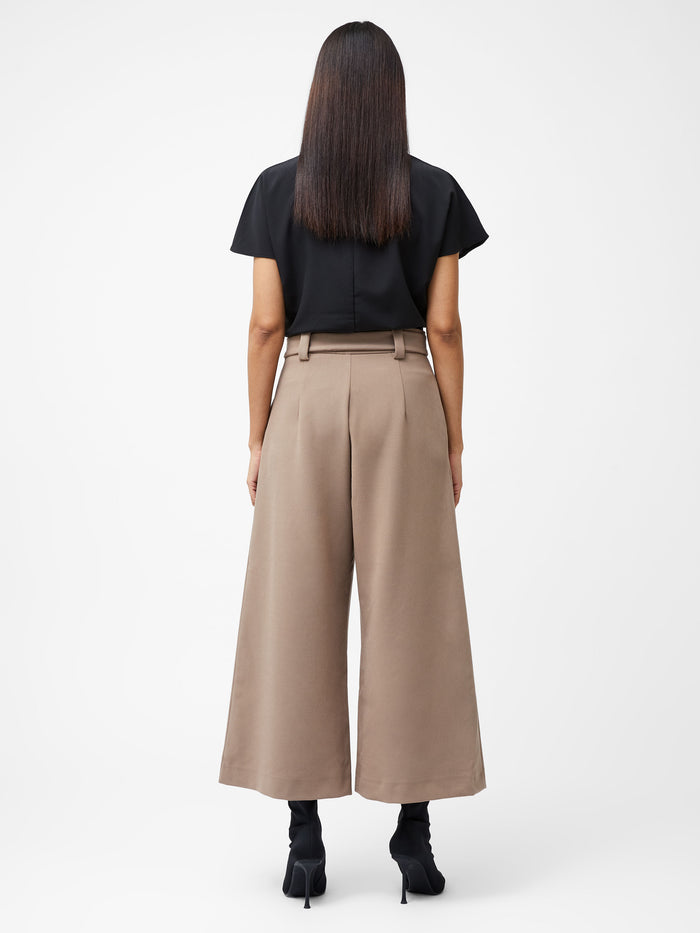 Whisper High Waisted Taupe Belted Culotte Trousers