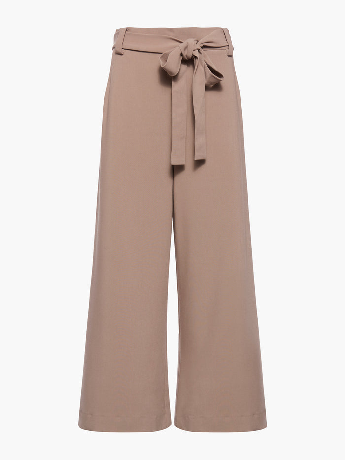 Whisper High Waisted Taupe Belted Culotte Trousers