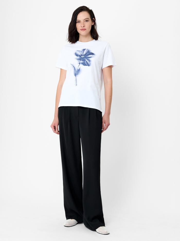 White Blurred Floral Short Sleeve T-Shirt