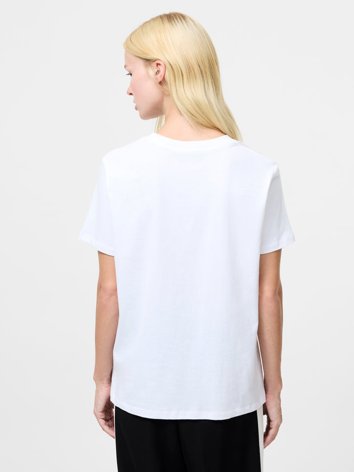 White Newspaper Rose Print Graphic T-Shirt