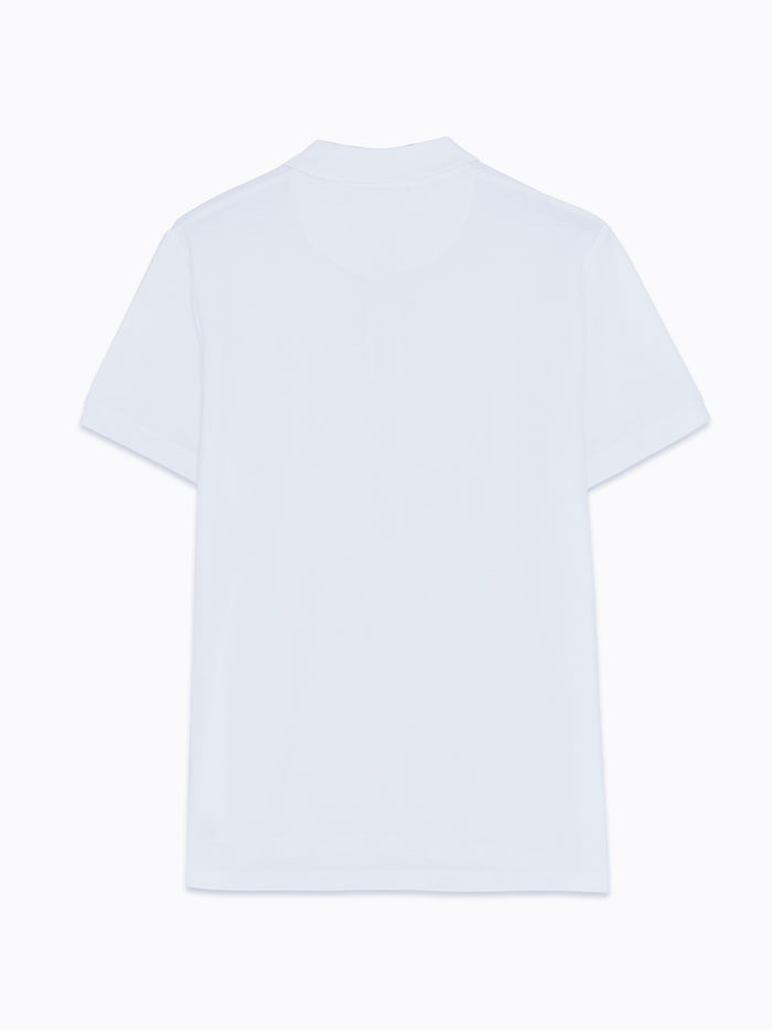 White Ottoman Half Zip Polo Shirt