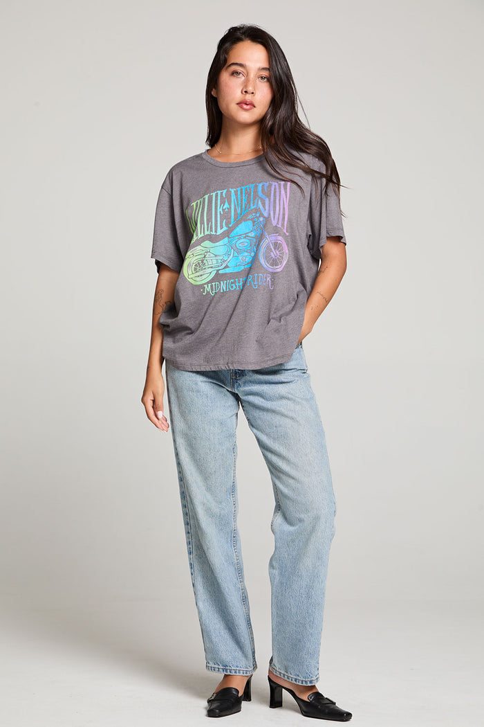 Willie Nelson Midnight Rider Gradient Tee WOMENS chaserbrand