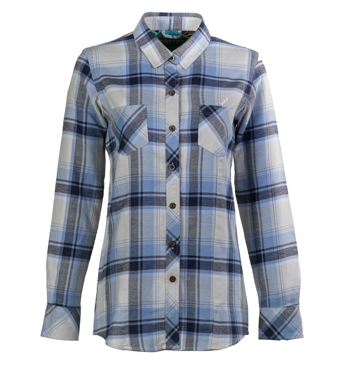 Pladra Women's Every Day Double Weave Shirt in Birch White—an essential button-up with double chest pockets.