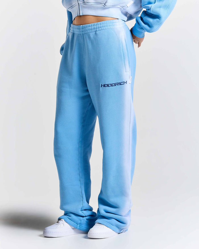 Light blue sweatpants with a Hoodrich brand logo on a white background