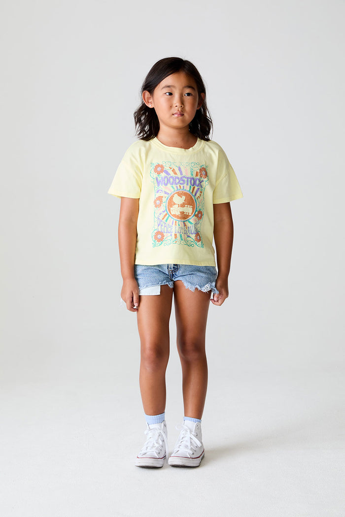 Girls Woodstock Band Peace Love Music Tee chaserbrand