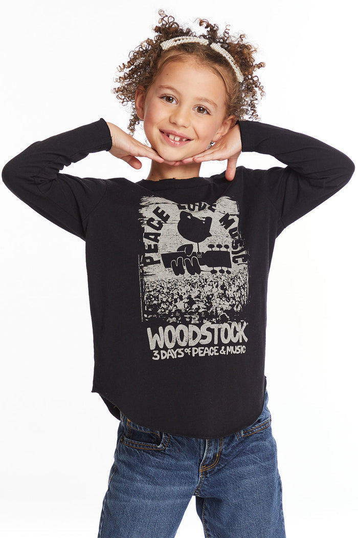 Woodstock Peace Love Music Girls Long Sleeve Girls chaserbrand