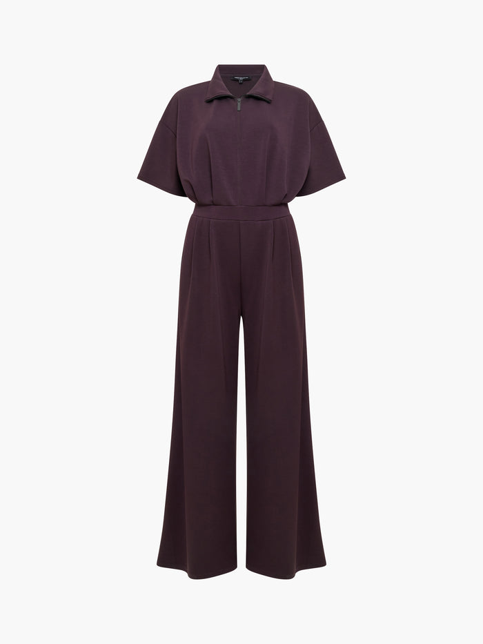 Wren Brown Half Zip Wide Leg Jumpsuit