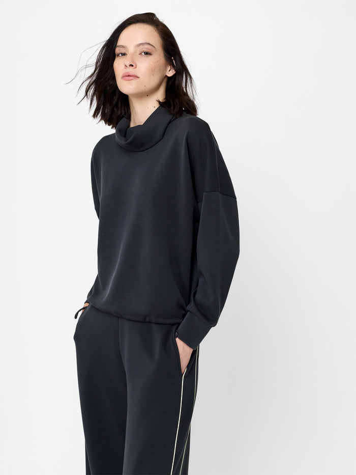 Wren Dark Grey Funnel Neck Toggle Hem Sweatshirt