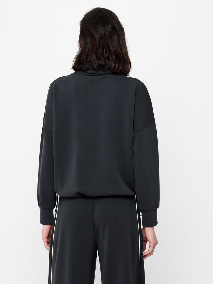 Wren Dark Grey Funnel Neck Toggle Hem Sweatshirt