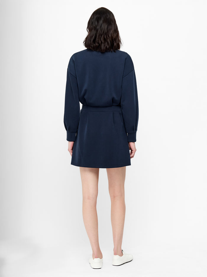 Wren Navy Jersey Half Zip Mini Dress