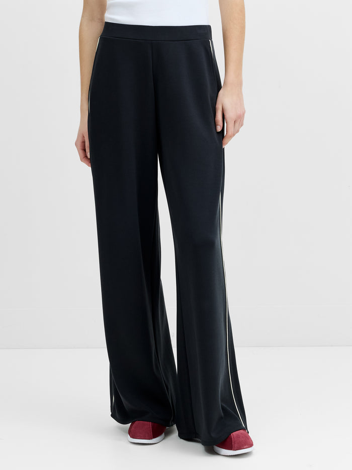 Wren Side Stripe Dark Grey Wide Leg Joggers