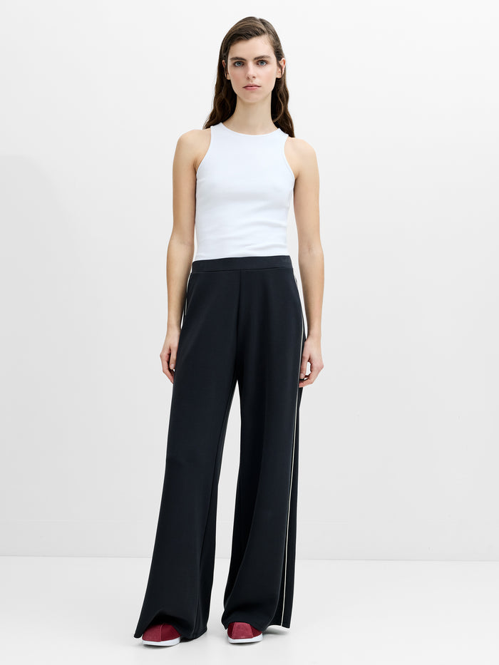 Wren Side Stripe Dark Grey Wide Leg Joggers