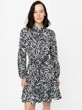 Zebra Print Long Sleeve Swing Mini Dress