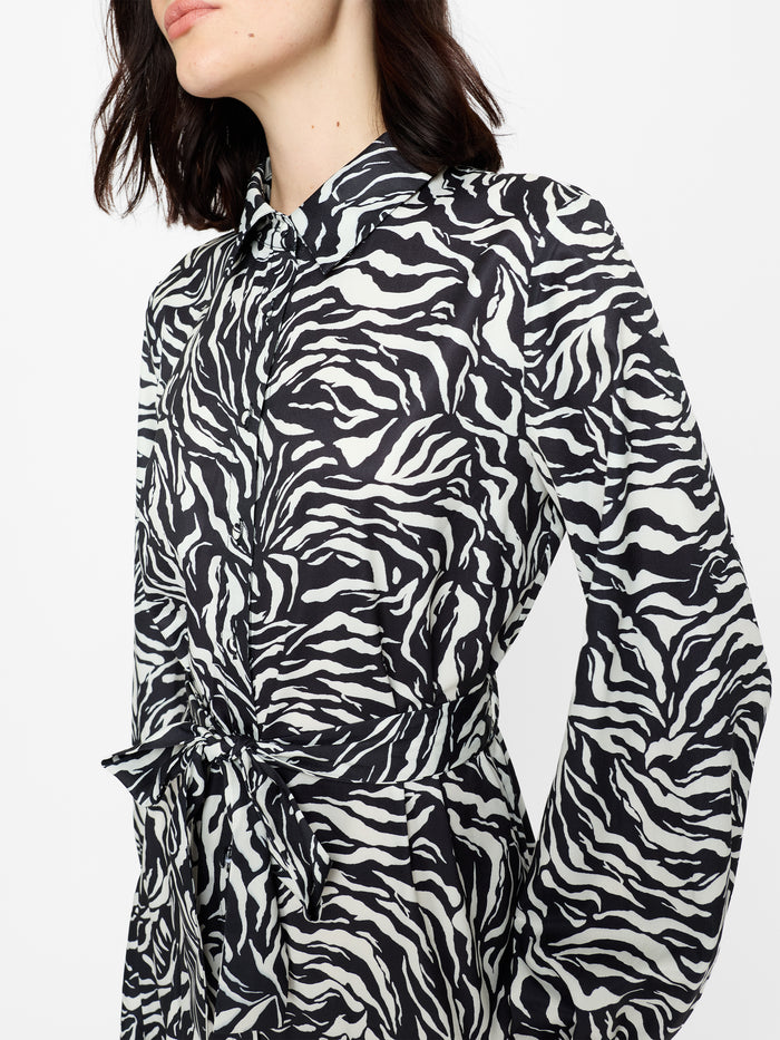 Zebra Print Long Sleeve Swing Mini Dress