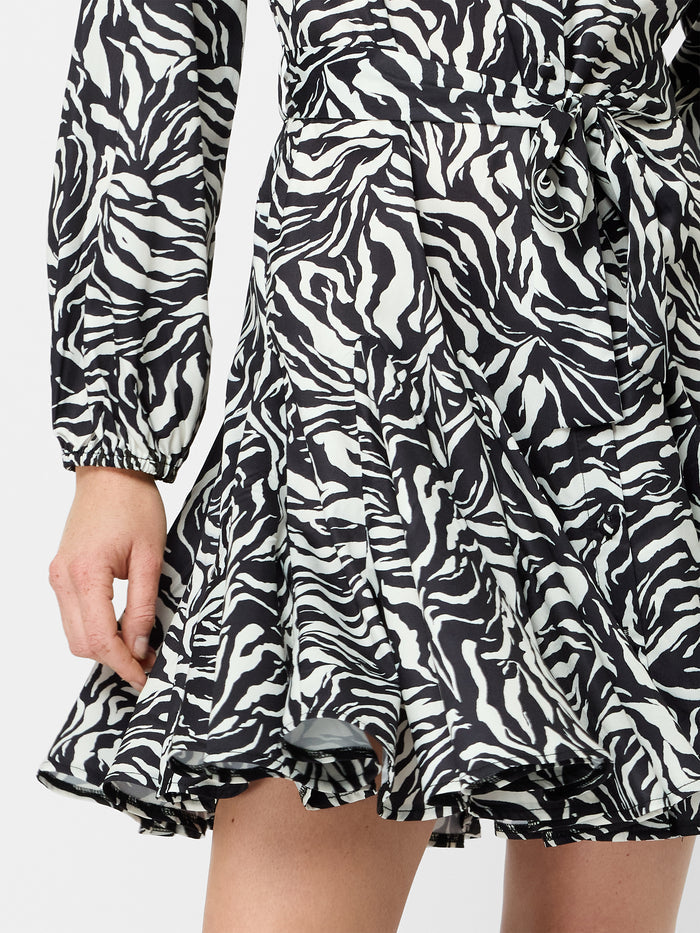 Zebra Print Long Sleeve Swing Mini Dress